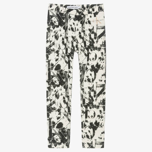 Calvin Klein Джинсы-Черно-белые хлопковые легинсы | Childrensalon Outlet