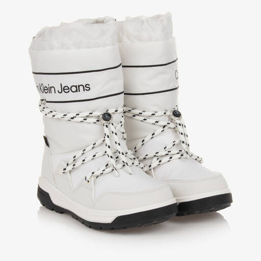 Calvin Klein-Girls White Waterproof Snow Boots | Childrensalon Outlet