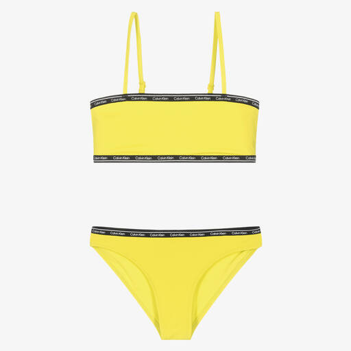 Calvin Klein-Bikini jaune à bandes noires fille | Childrensalon Outlet