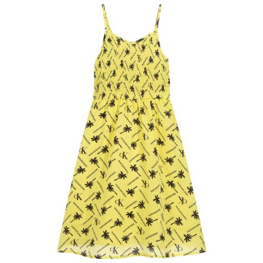 Calvin Klein Jeans-Girls Yellow Midi Dress | Childrensalon Outlet
