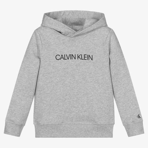 Calvin Klein Jeans-توب هودي قطن لون رمادي | Childrensalon Outlet