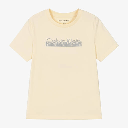 Calvin Klein-Кремовая хлопковая футболка | Childrensalon Outlet