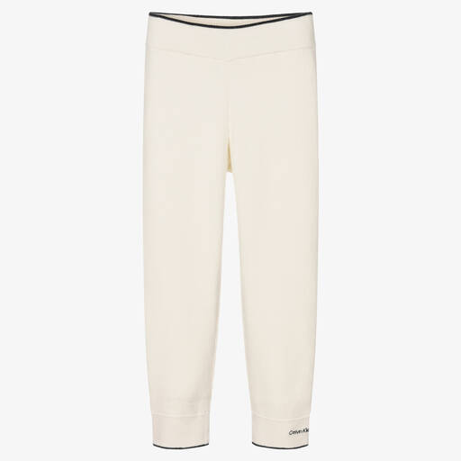 Calvin Klein Jeans-Ivory Rib Knitted Leggings | Childrensalon Outlet