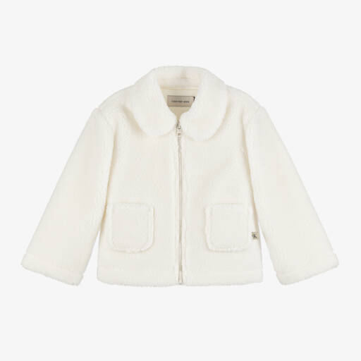 Calvin Klein-جاكيت تيدي فليس لون عاجي للأطفال | Childrensalon Outlet
