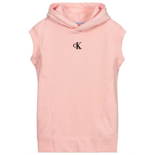 Calvin Klein Jeans-Pink Cotton Hooded Dress | Childrensalon Outlet