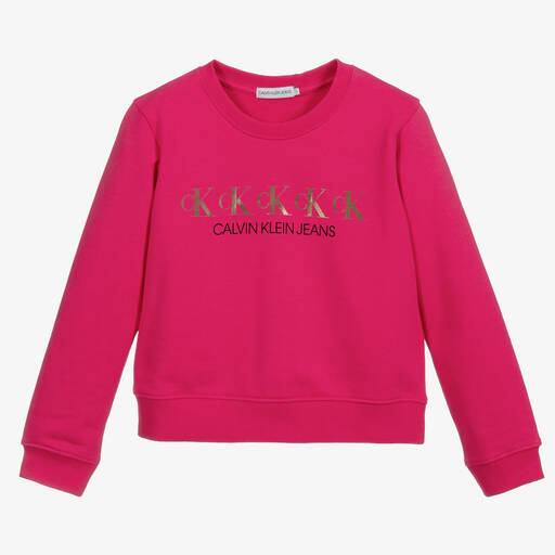 Calvin Klein Jeans-Sweat-shirt rose en coton | Childrensalon Outlet