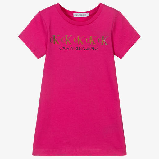 Calvin Klein Jeans-Pinkes Kleid aus Biobaumwolle | Childrensalon Outlet