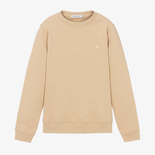 Calvin Klein-Teen Beige Cotton Sweatshirt | Childrensalon Outlet