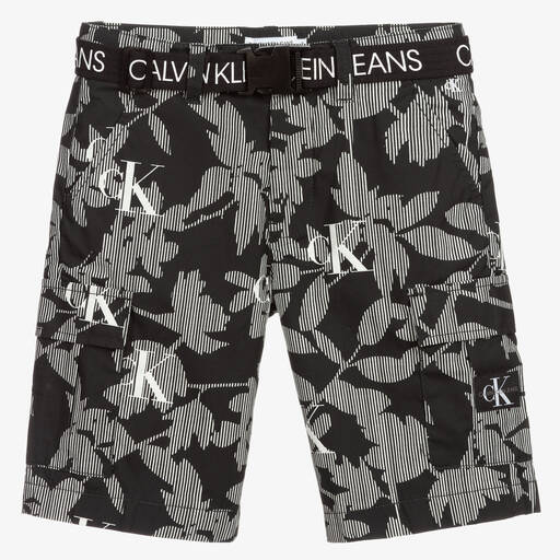 Calvin Klein Jeans-Teen Black Cargo Logo Shorts | Childrensalon Outlet