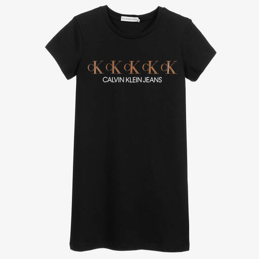 Calvin Klein Jeans-Schwarzes Teen T-Shirt-Kleid | Childrensalon Outlet