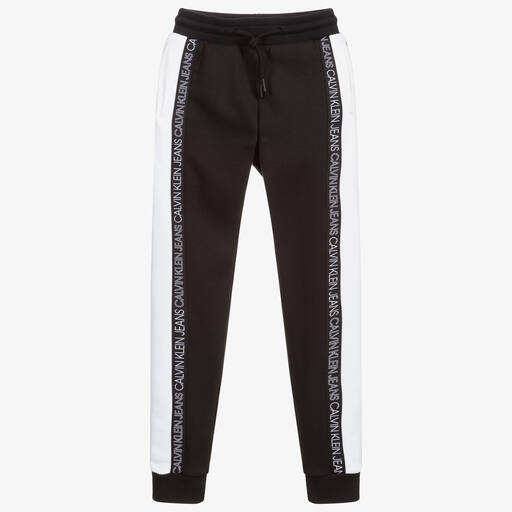Calvin Klein Jeans-Jogging noir et blanc Ado | Childrensalon Outlet