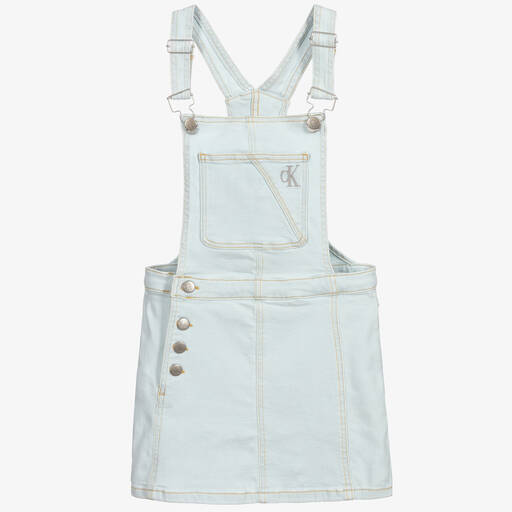 Calvin Klein Jeans-Teen Blue Denim Pinafore Dress | Childrensalon Outlet