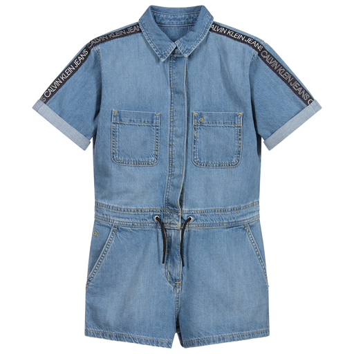 Calvin Klein Jeans-Combi-short bleue en denim Ado | Childrensalon Outlet