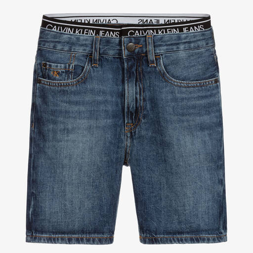 Calvin Klein Jeans-Teen Blue Logo Denim Shorts | Childrensalon Outlet