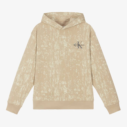 Calvin Klein-Бежевая худи с эффектом потертости для подростков | Childrensalon Outlet