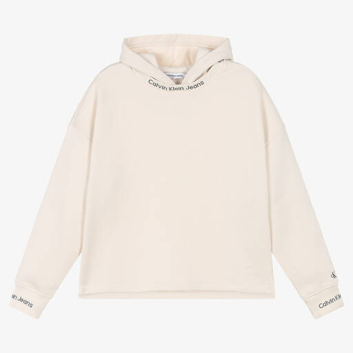 Calvin Klein-Teen Boys Beige Cotton Hoodie | Childrensalon Outlet