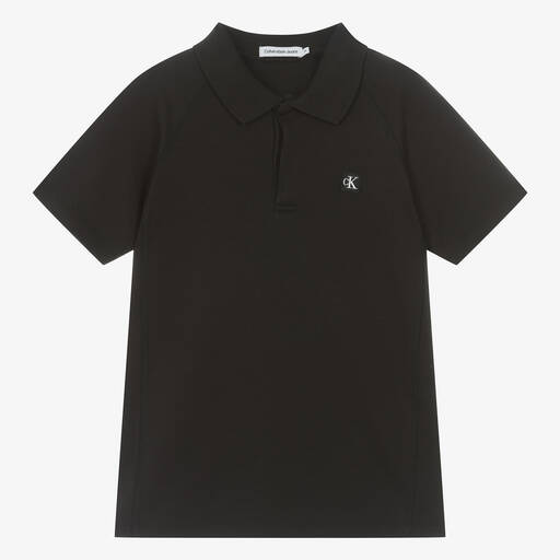Calvin Klein-Teen Boys Black Cotton Polo Shirt | Childrensalon Outlet