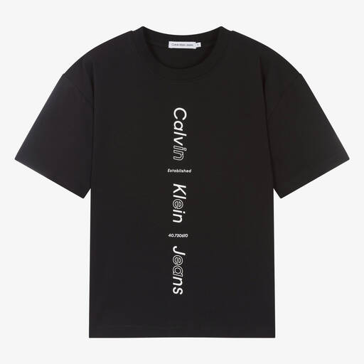 Calvin Klein-Teen Boys Black Cotton T-Shirt | Childrensalon Outlet