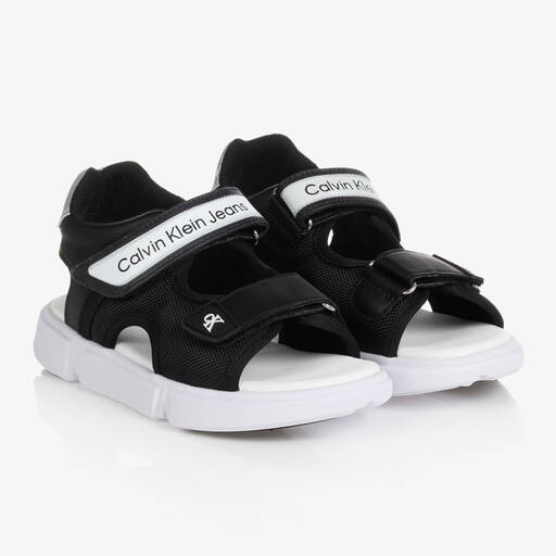 Calvin Klein Jeans-Schwarze Teen Kunstleder-Sandalen | Childrensalon Outlet