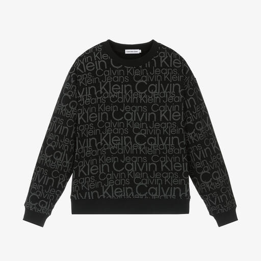 Calvin Klein-Черный свитшот со светящимся в темноте принтом | Childrensalon Outlet