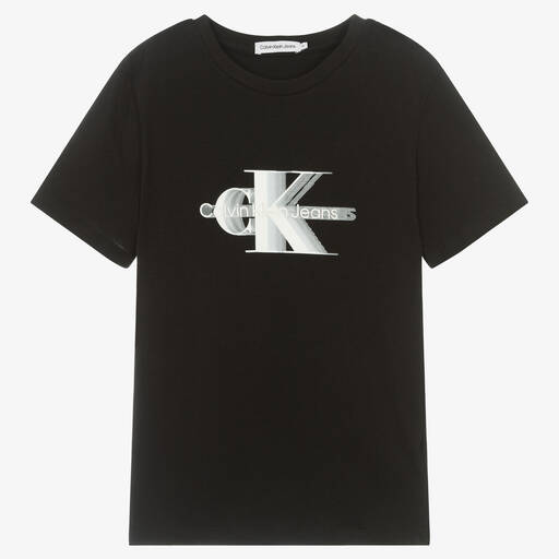 Calvin Klein Jeans-Teen Boys Black Logo T-Shirt | Childrensalon Outlet