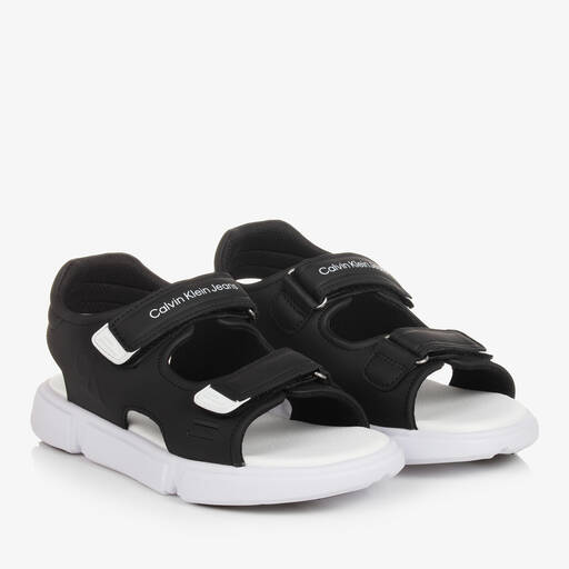 Calvin Klein-صندل بشريط لاصق لون أسود للمراهقين | Childrensalon Outlet