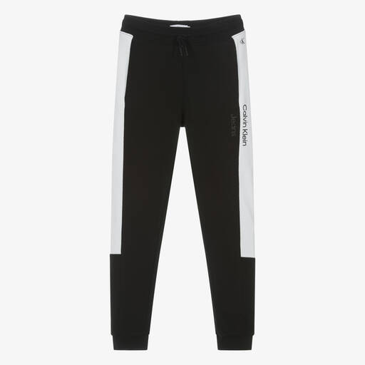 Calvin Klein-Teen Boys Black & White Cotton Joggers | Childrensalon Outlet