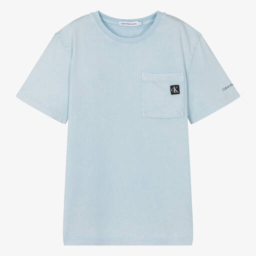 Calvin Klein-Голубая хлопковая футболка для мальчиков | Childrensalon Outlet