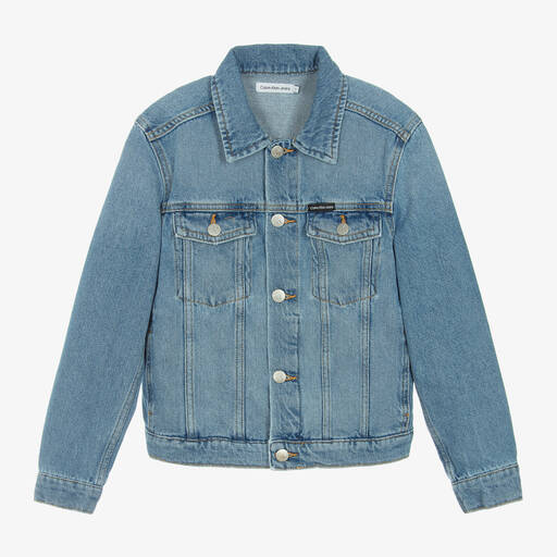 Calvin Klein-جاكيت قطن دنيم لون أزرق للمراهقين | Childrensalon Outlet