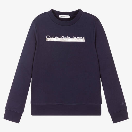 Calvin Klein Jeans-Teen Boys Blue Logo Sweatshirt | Childrensalon Outlet