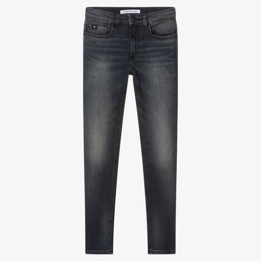 Calvin Klein Jeans-جينز سكيني تينز ولادي قطن دنيم لون أزرق داكن | Childrensalon Outlet