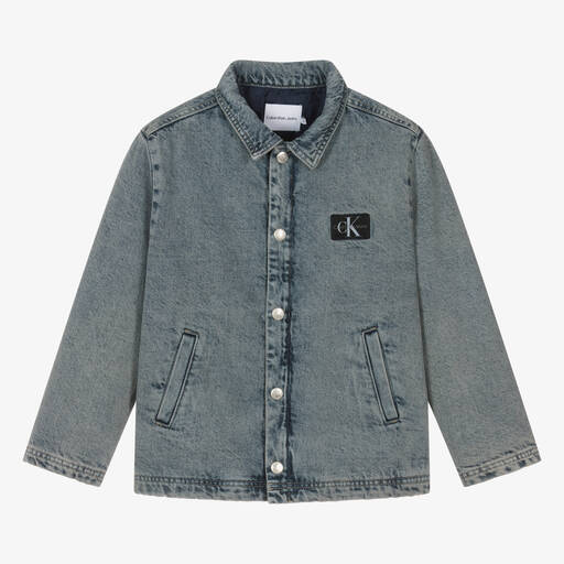 Calvin Klein-Teen Boys Blue Stonewash Denim Jacket | Childrensalon Outlet