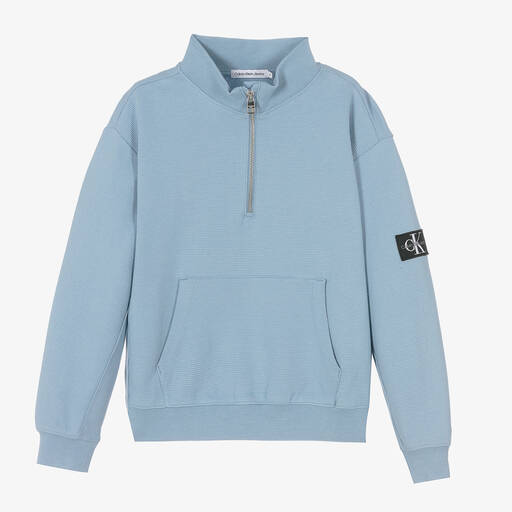 Calvin Klein Jeans-Teen Boys Blue Zip-Up Sweatshirt | Childrensalon Outlet