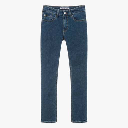 Calvin Klein-جينز سليم-فيت قطن دنيم لون أزرق داكن للمراهقين | Childrensalon Outlet