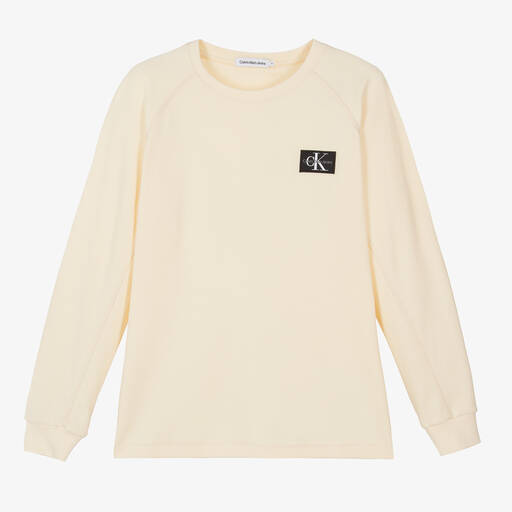 Calvin Klein-Кремовый хлопковый топ для мальчиков-подростков | Childrensalon Outlet