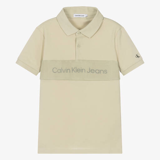 Calvin Klein-Teen Boys Green Cotton Polo Shirt | Childrensalon Outlet