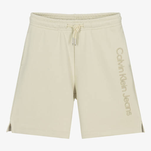 Calvin Klein-Teen Boys Green Embroidered Cotton Shorts | Childrensalon Outlet
