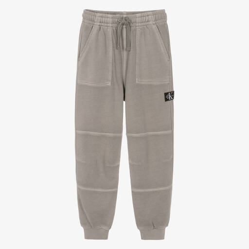 Calvin Klein-Pantalon de jogging gris en coton | Childrensalon Outlet