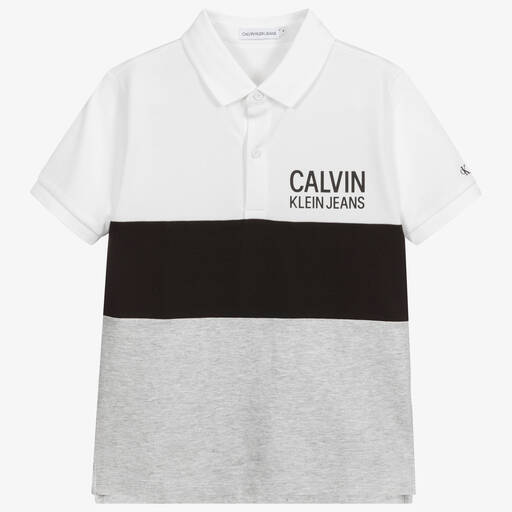 Calvin Klein Джинсы-Серая рубашка поло для подростков | Childrensalon Outlet
