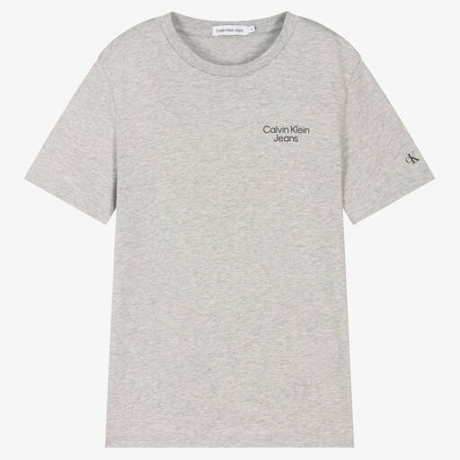 Calvin Klein Jeans-Teen Boys Grey Logo T-Shirt | Childrensalon Outlet