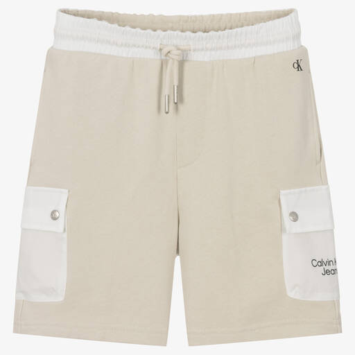 Calvin Klein Jeans-Teen Boys Ivory & Beige Shorts | Childrensalon Outlet