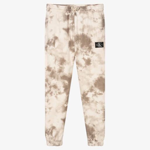 Calvin Klein Jeans-Teen Boys Ivory & Brown Tie-Dye Joggers | Childrensalon Outlet