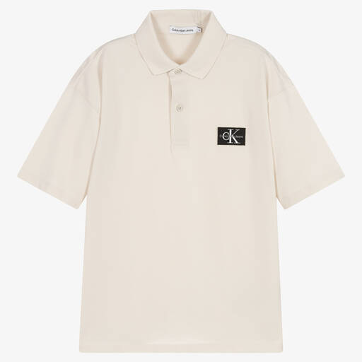 Calvin Klein-Кремовая рубашка поло из хлопка для мальчиков-подростков  | Childrensalon Outlet