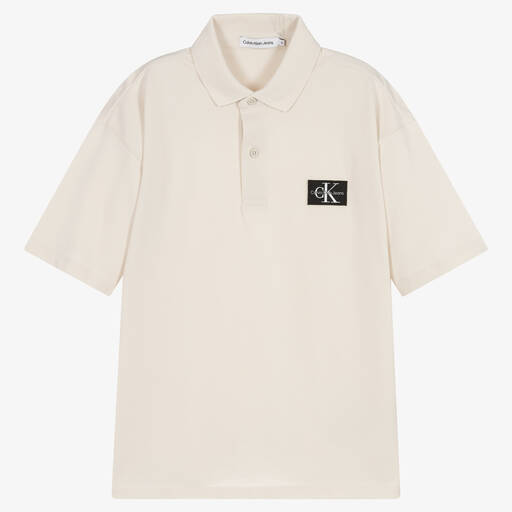 Calvin Klein-Teen Baumwoll-Poloshirt Elfenbein | Childrensalon Outlet