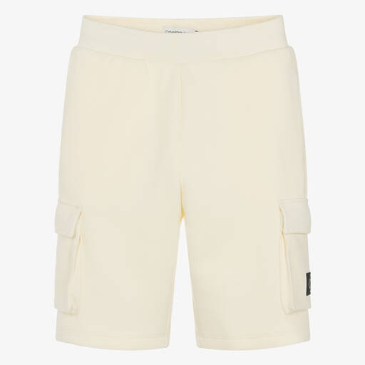Calvin Klein-Teen Boys Ivory Cotton Shorts | Childrensalon Outlet
