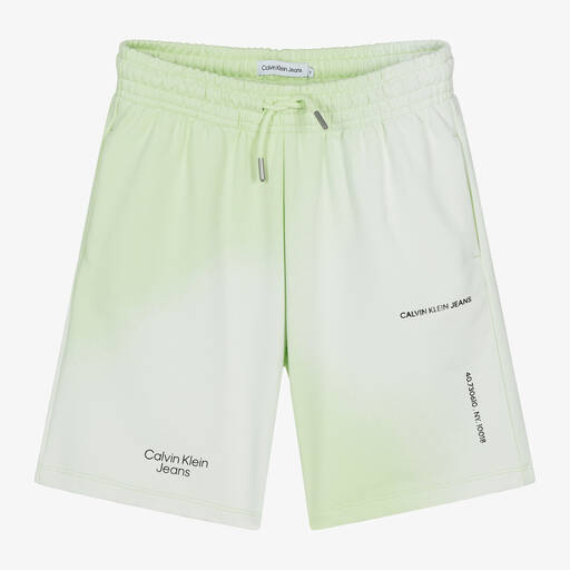 Calvin Klein-شورت للمراهقين قطن لون أخضر ليموني | Childrensalon Outlet