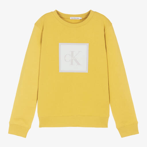 Calvin Klein Jeans-Teen Boys Yellow Logo Sweatshirt | Childrensalon Outlet