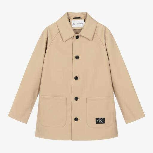 Calvin Klein-Teen Girls Beige Soft Coated Raincoat | Childrensalon Outlet