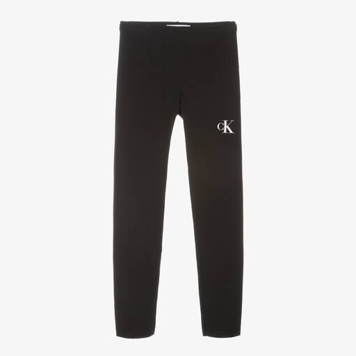 Calvin Klein-Teen Girls Black Cotton CK Leggings | Childrensalon Outlet