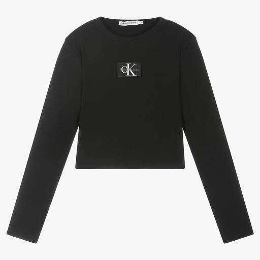Calvin Klein Джинсы-Черный укороченный топ для девочек-подростков | Childrensalon Outlet